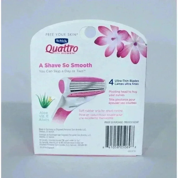 Schick Quattro For Women Aloe & Vitamin E Razor 10 Blade Refills NIB - Picture 4 of 8